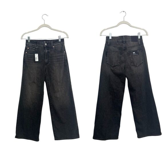 NWT PAIGE SASHA ANKLE Wide Leg Jeans in Black Rust - Picture 13 of 13